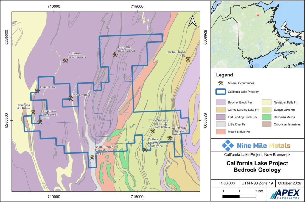 California Lake Project – Bedrock Geology, APEX Geoscience, October 2026