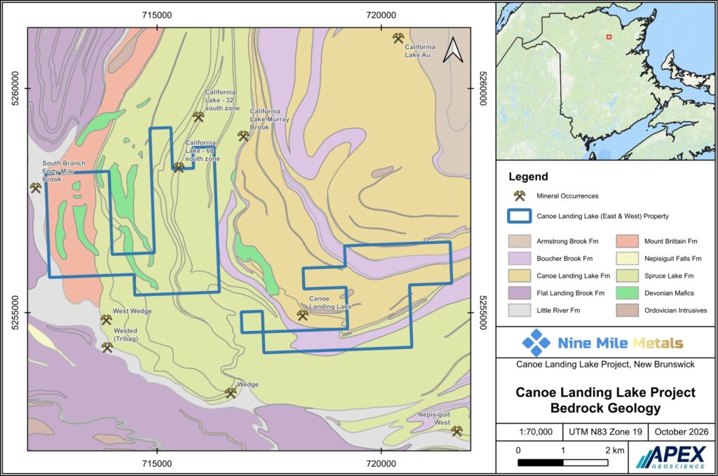 Canoe Landing Lake Project – Bedrock Geology, APEX Geoscience, October 2026