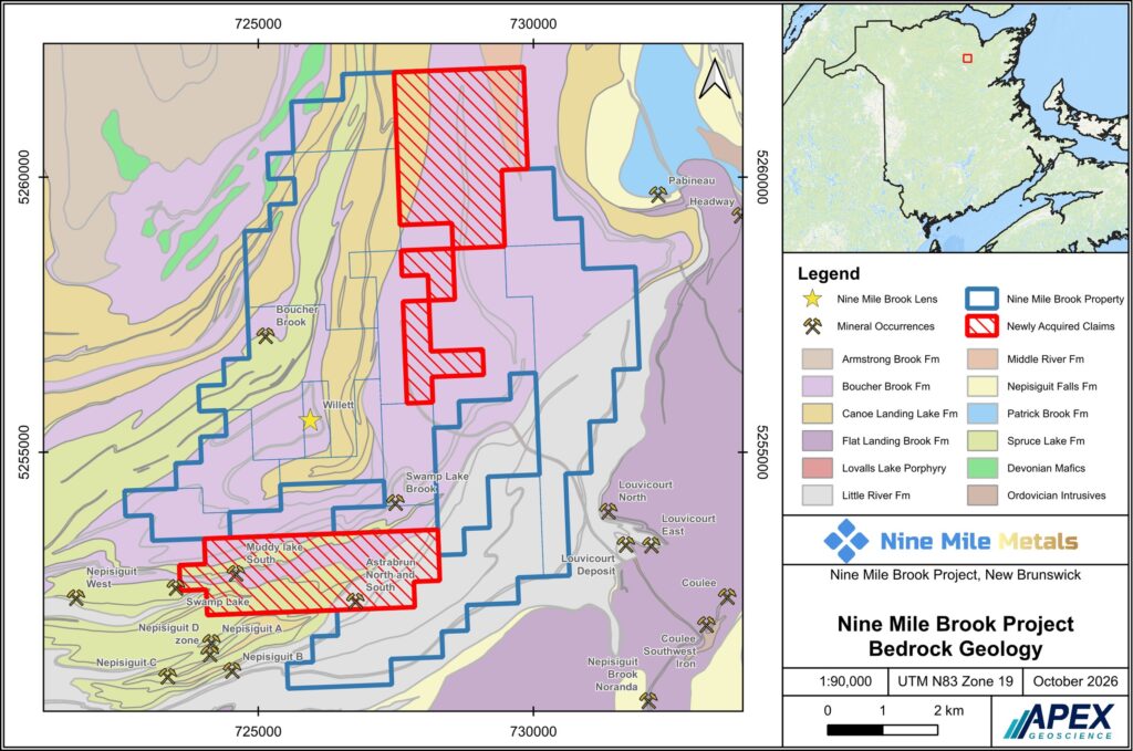 Nine Mile Brook Project – Bedrock Geology, APEX Geoscience, October 2026