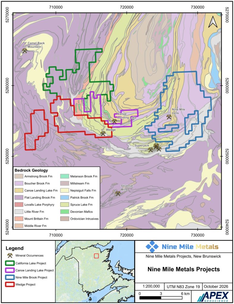 Nine Mile Metals Projects – Bedrock Geology, APEX Geoscience, October 2026
